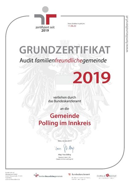 Grundzertifikat Audit Familienfreundliche Gemeinde Polling im Innkreis